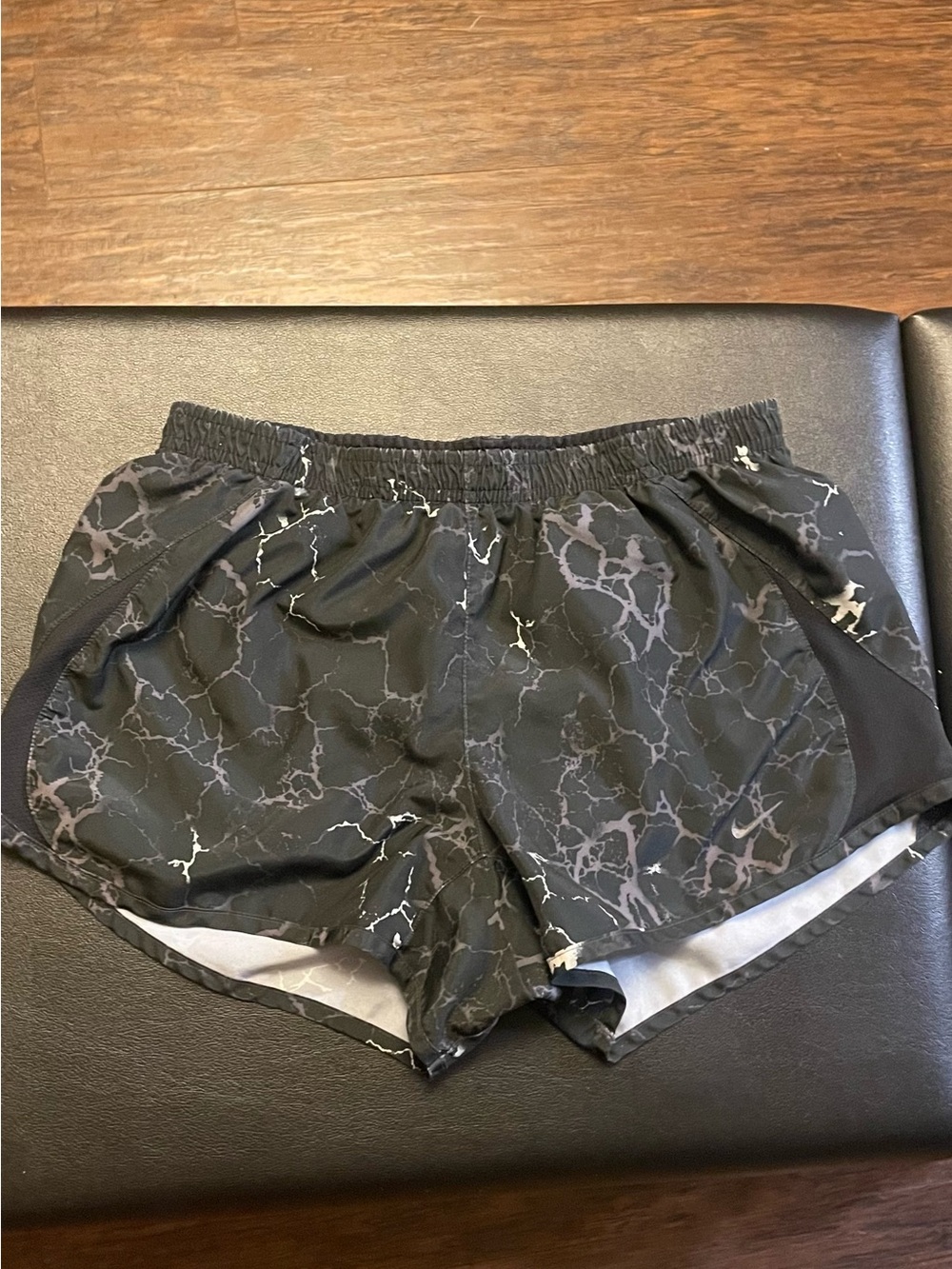 Nike Women’s Black Marble Print Lightweight Lined Running Shorts